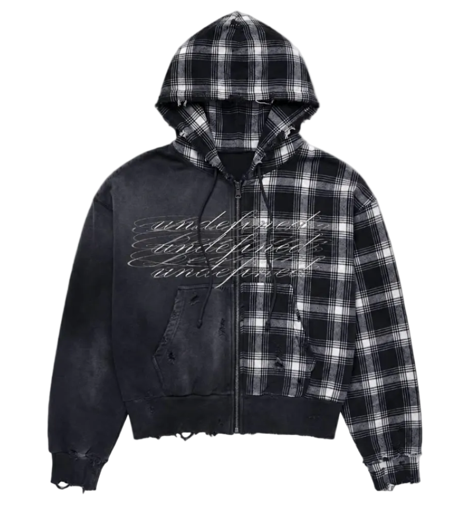 “Half Plaid” Zip Up
